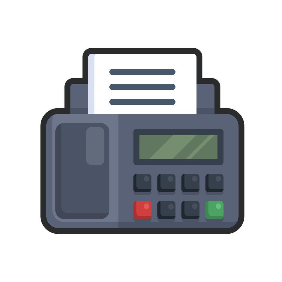 fax machine with outline in flat design. vector