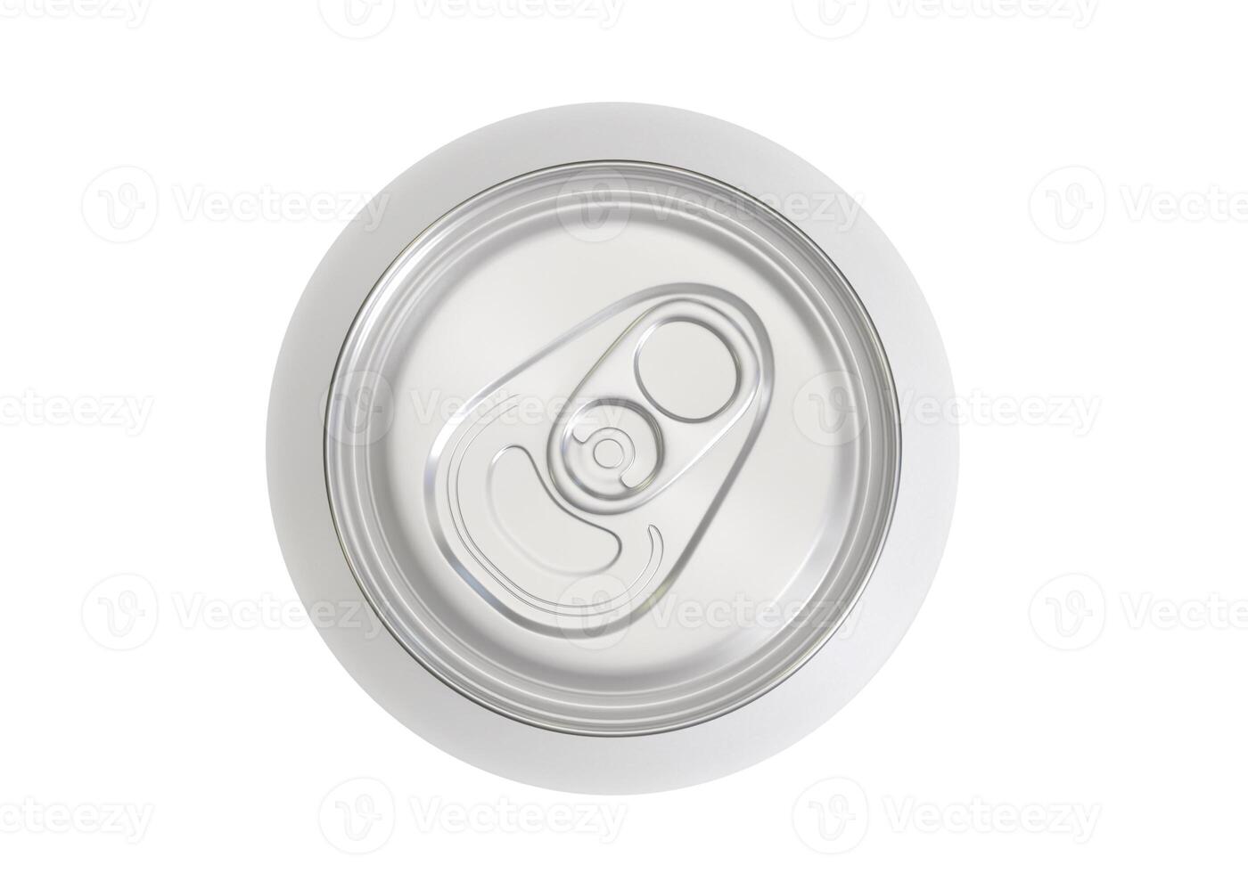 Overhead view of can of soda on white background photo