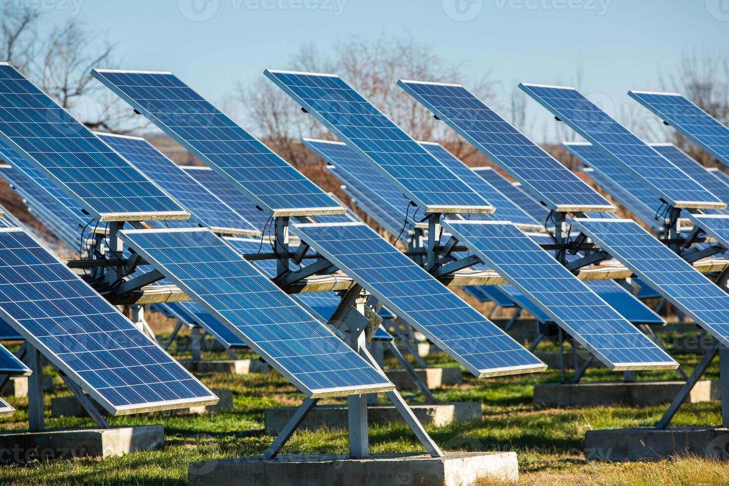 Solar panels, photovoltaic, alternative electricity source, concept of sustainable resources. Solar power station. photo