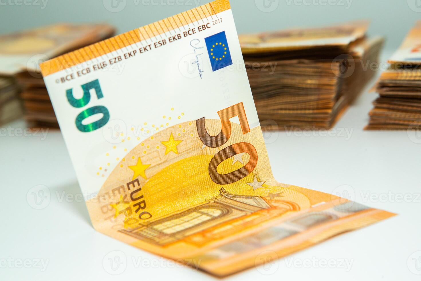 Euro banknote cash money. Lot of banknotes of European union currency close up. Financial investment, savings, income earnings concept. photo