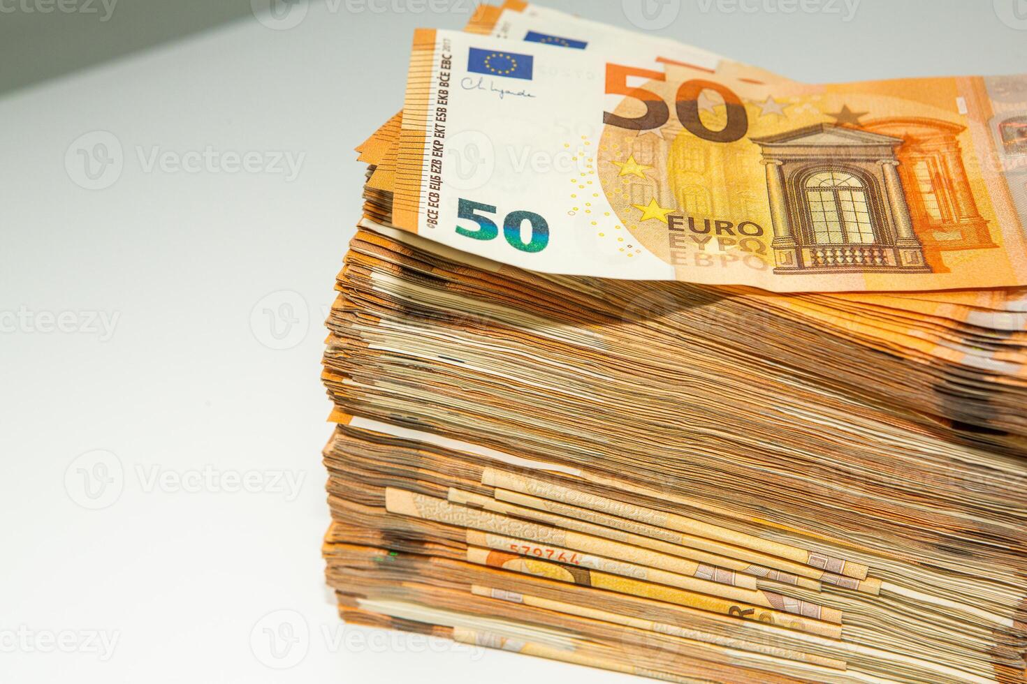 Euro banknote cash money. Lot of banknotes of European union currency close up. Financial investment, savings, income earnings concept. photo