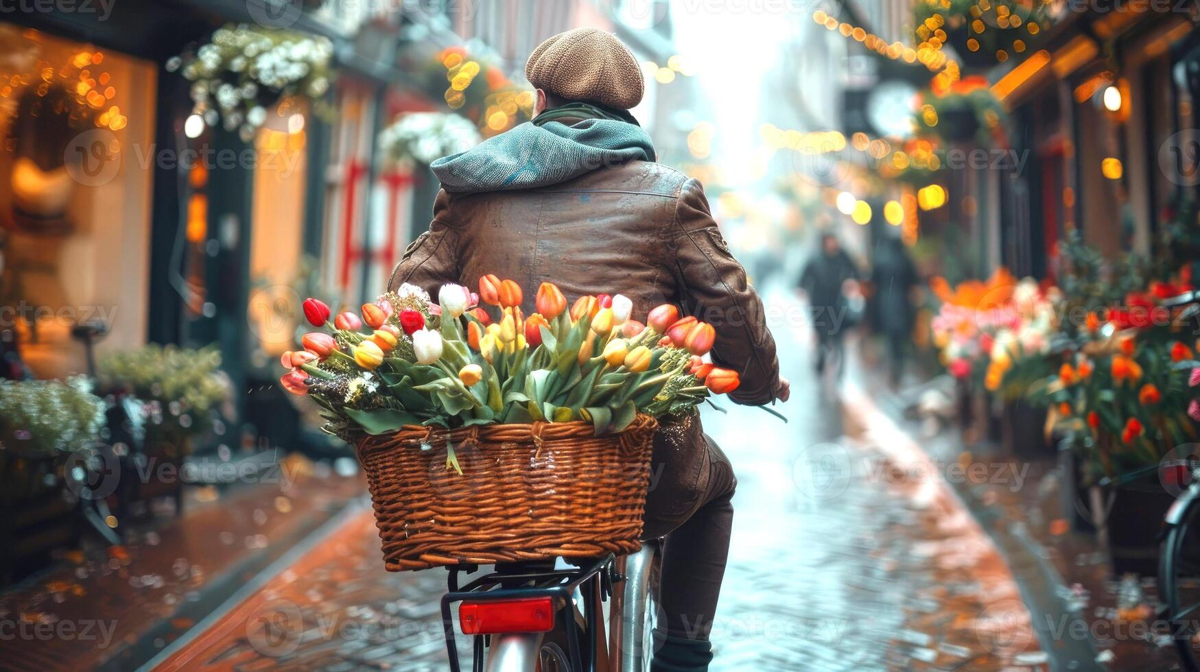 A Senior man rides a bicycle photo