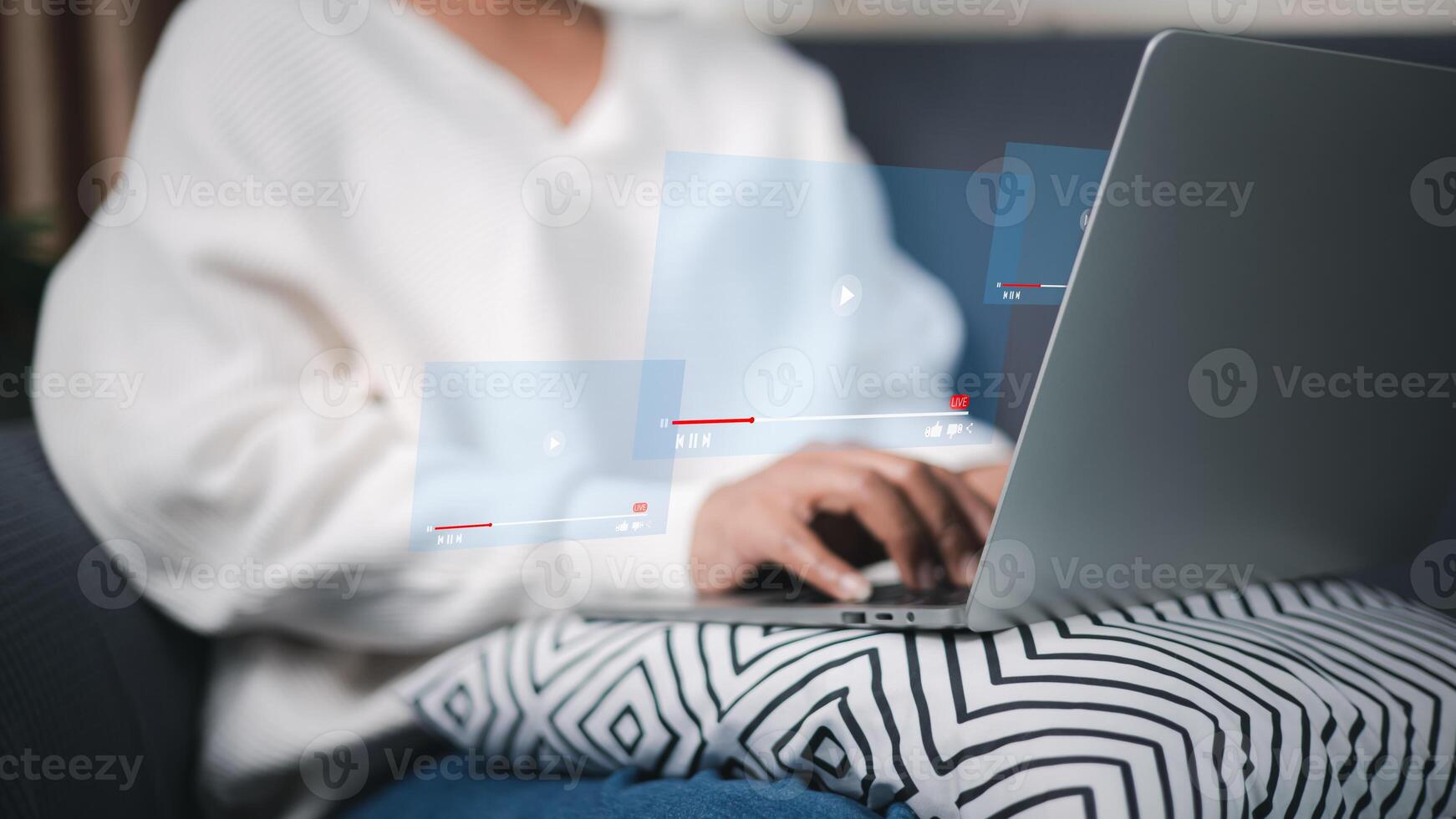 Woman using computers to learning online with webinar, Internet lessons, Webinar, Education online concept, tutorial, Education concept, Technology education, Learning through technology. photo