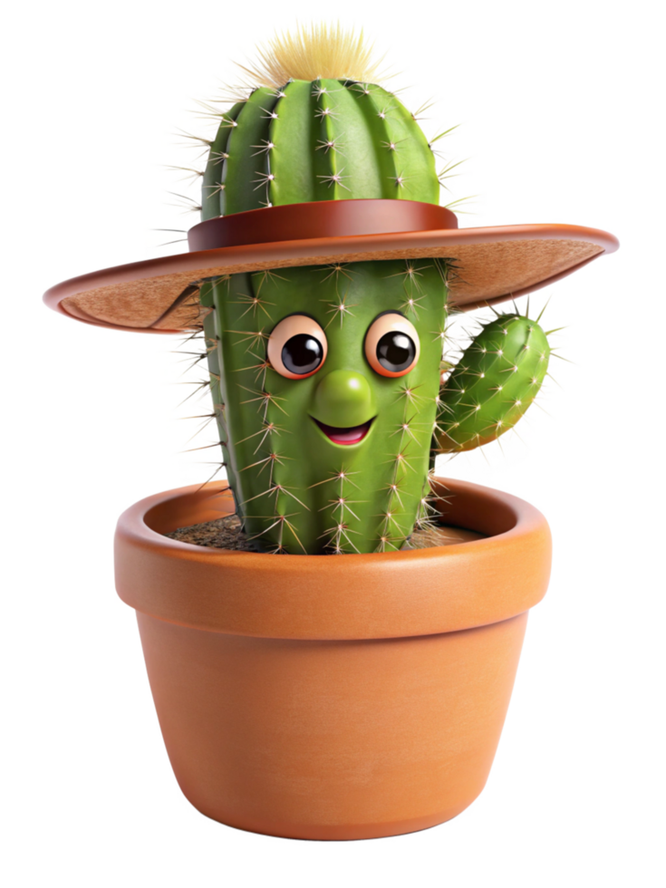 cacto vestido Como uma vaqueiro com chapéu e Panela png