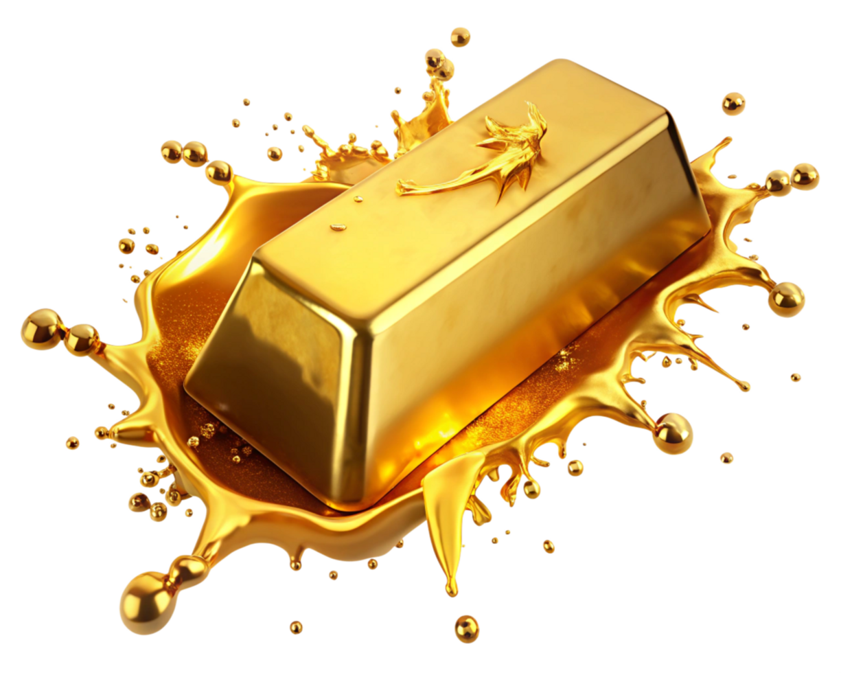 Melting Gold Bar in Cascading Gold Splash png