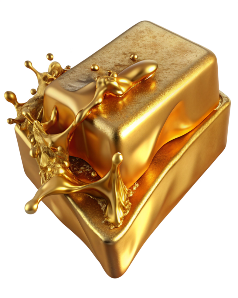 Radiant Gold Splash Surrounding a Melted Bar png