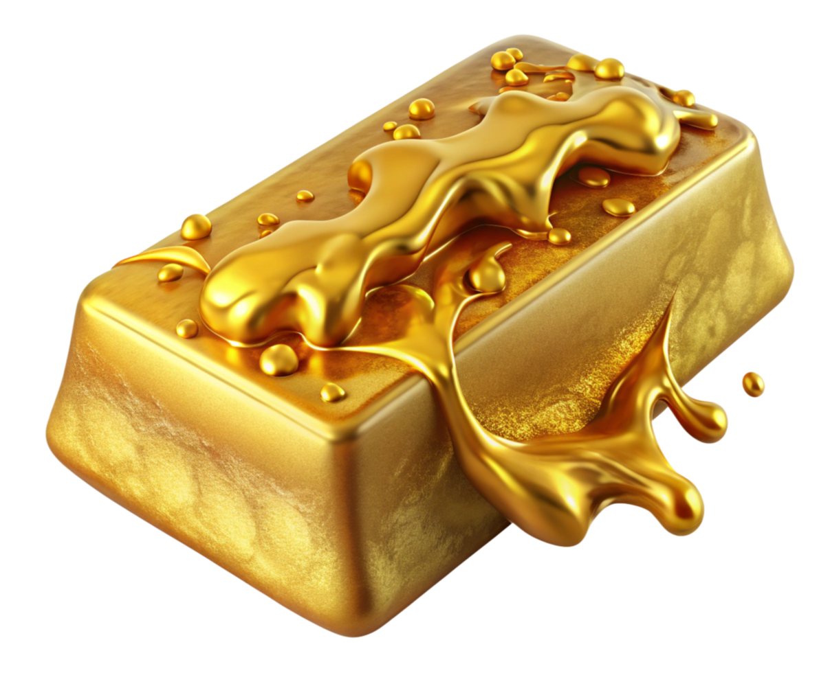 Golden Liquid Explosion Around Melting Bar png
