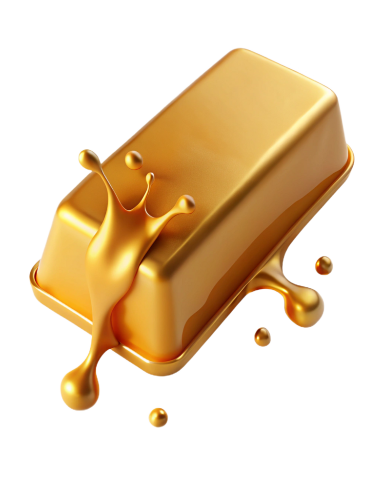 Melted Gold Bar with Cascading Gold Splash png