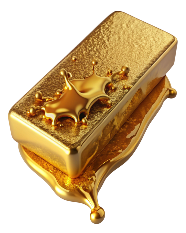 Melted Gold Bar with Luminous Gold Splash png