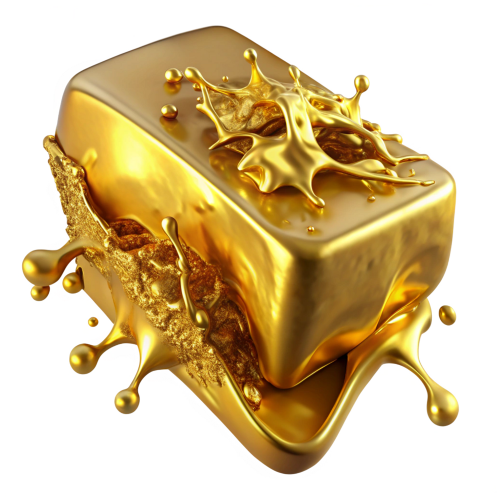 Molten Gold Bar Surrounded by Splashes png