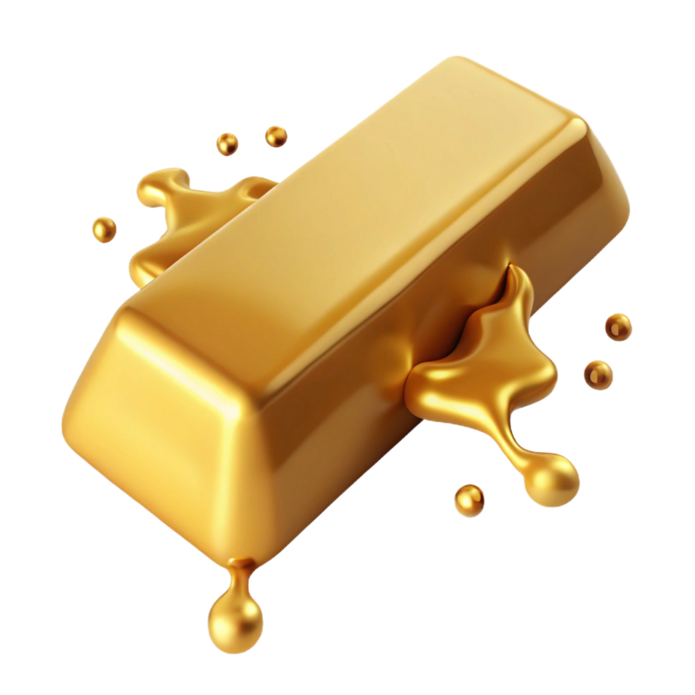 Liquid Gold Effects Around Melting Gold Bar png