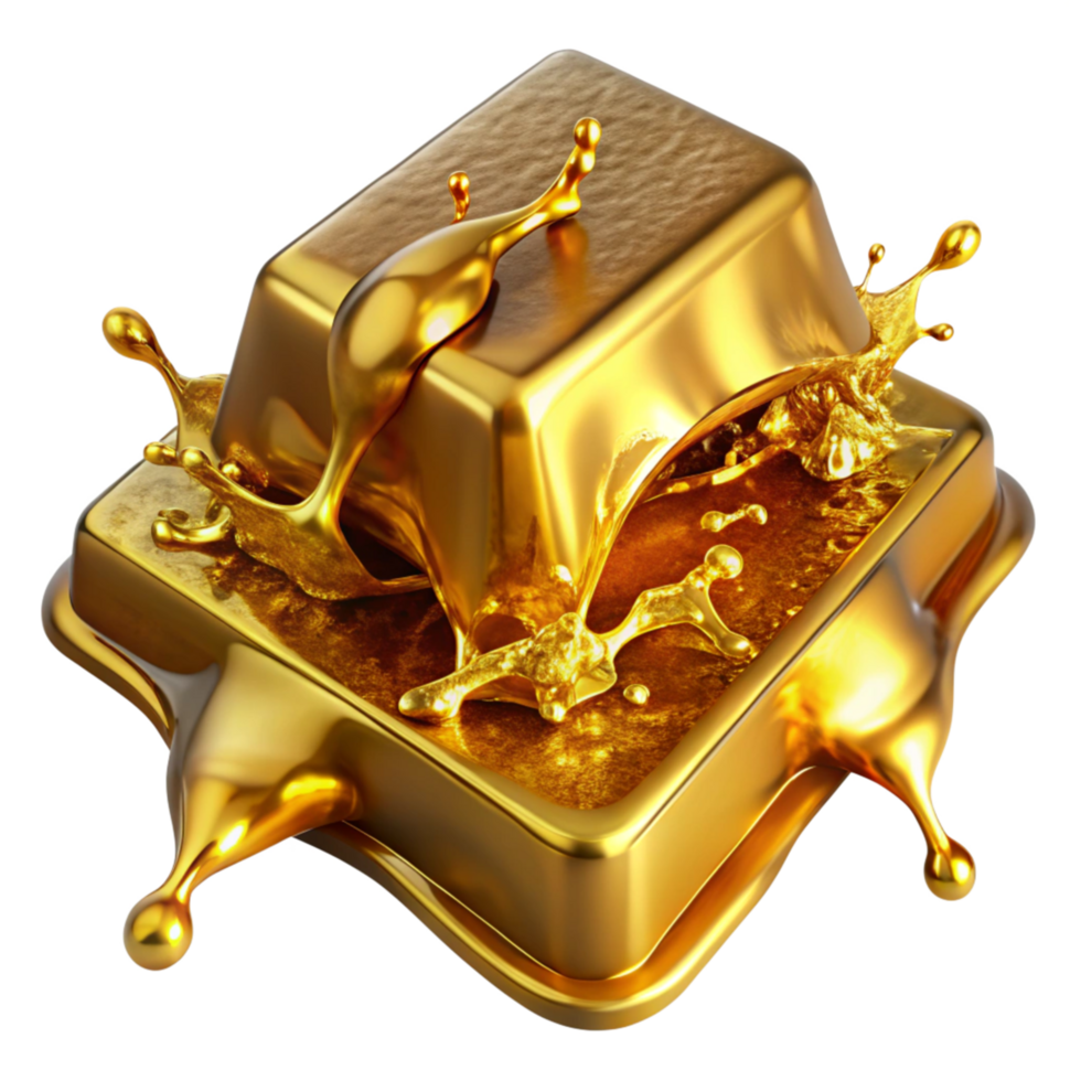 Golden Splashes Around a Melting Gold Bar png