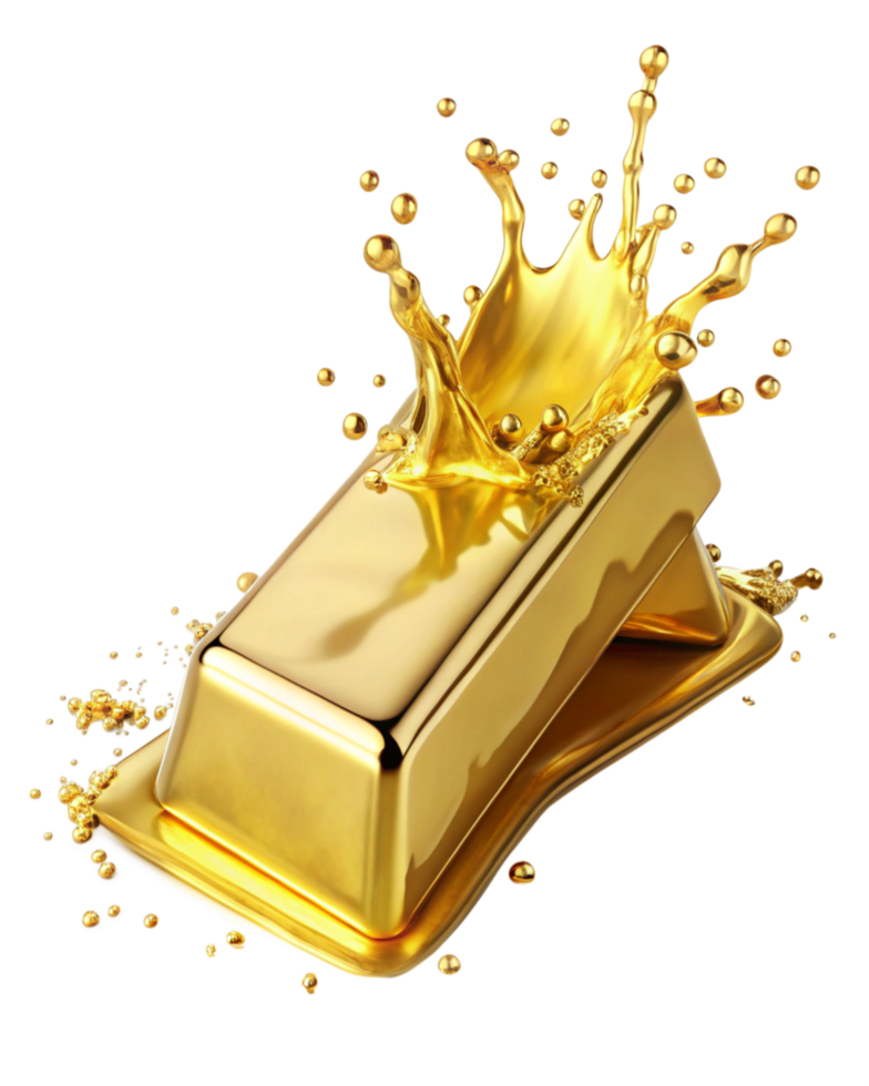 Melting Gold Bar with Luxurious Gold Splash png
