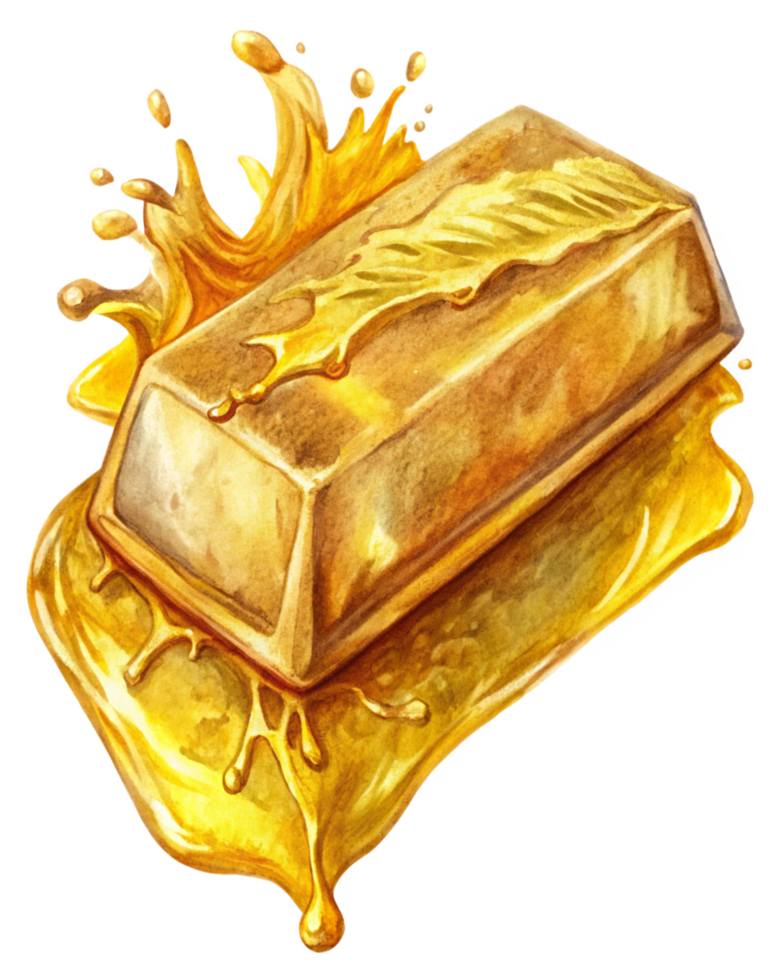 Gold Bar Melting with Explosive Gold Splash png