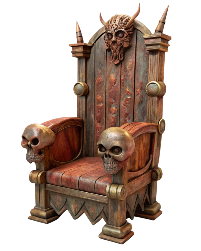 Rustic Throne with Skull Design for Decor png