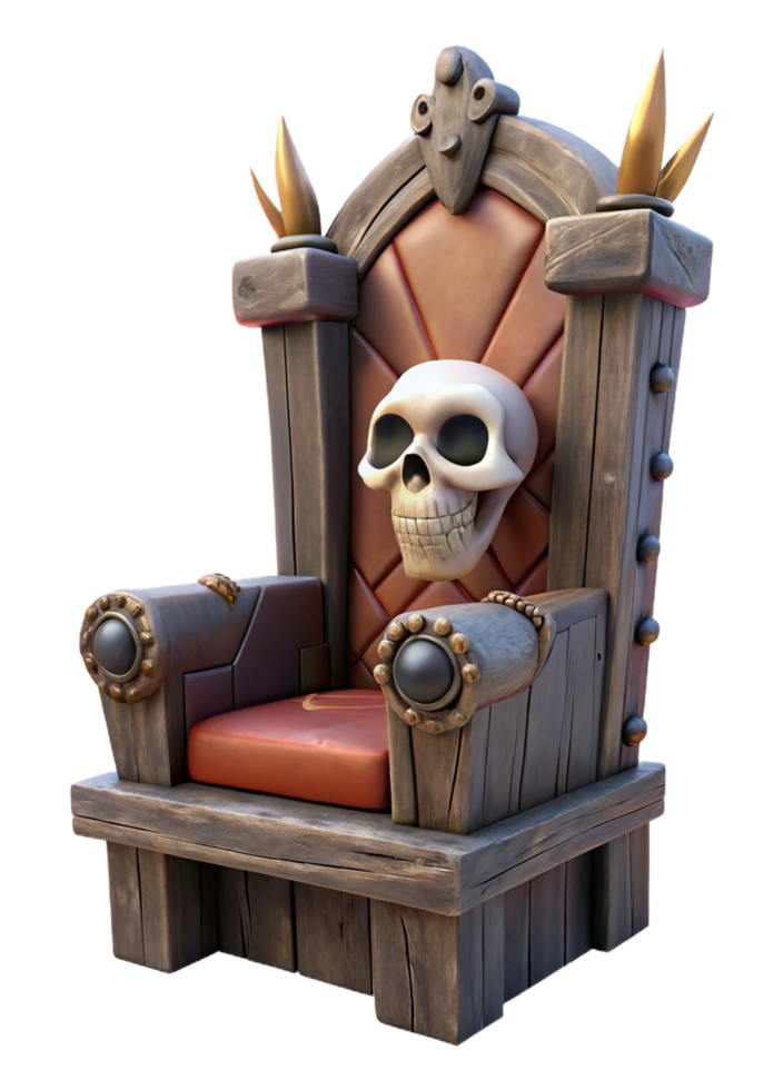 Skull-Designed Throne Chair with Rustic Look png