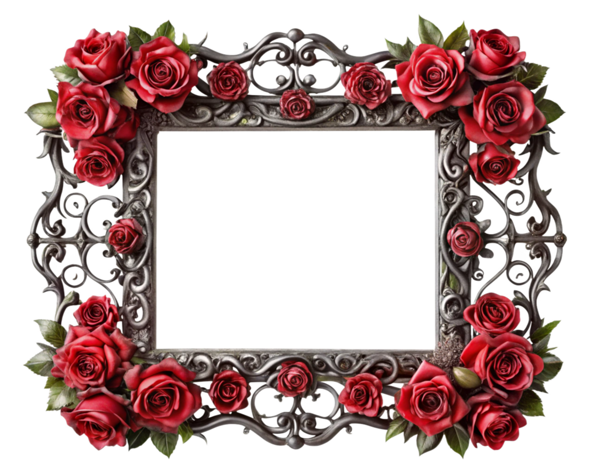 Romantic Ornamental Frame in Black and Red png