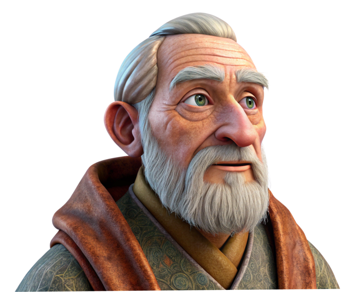 Sophisticated Elder with White Hair and Beard png