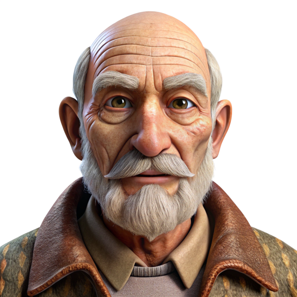 Elder Gentleman Smiling with White Beard in Focus png