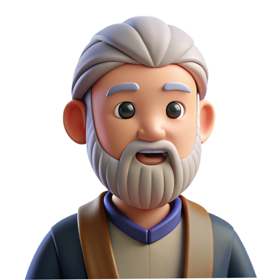 Old Gentleman with White Beard and Confident Stance png