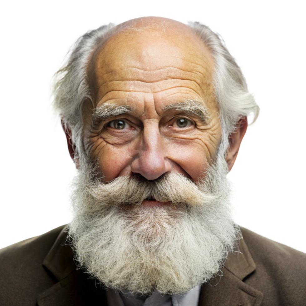 Warm Grandfather with White Beard and Soft Smile png