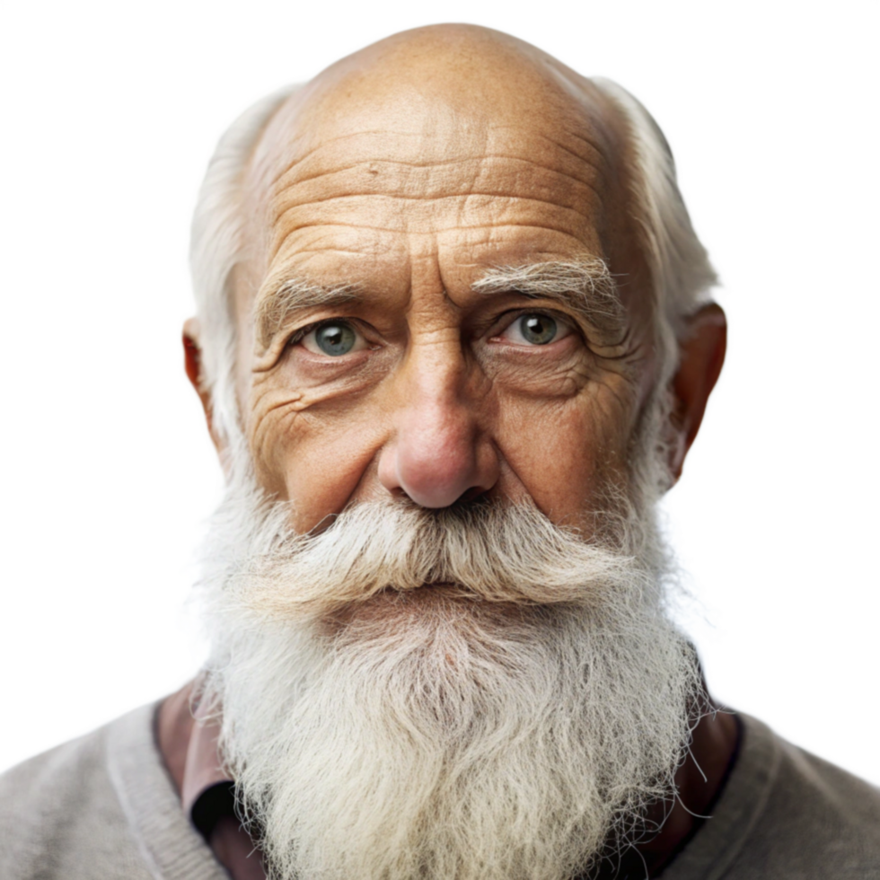 Bearded Senior with Wrinkled Face and Kind Eyes png
