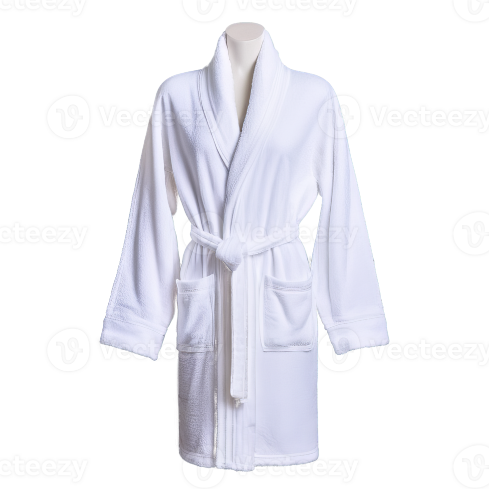 Turkish cotton bath robe in a crisp white color with a shawl collar and a png