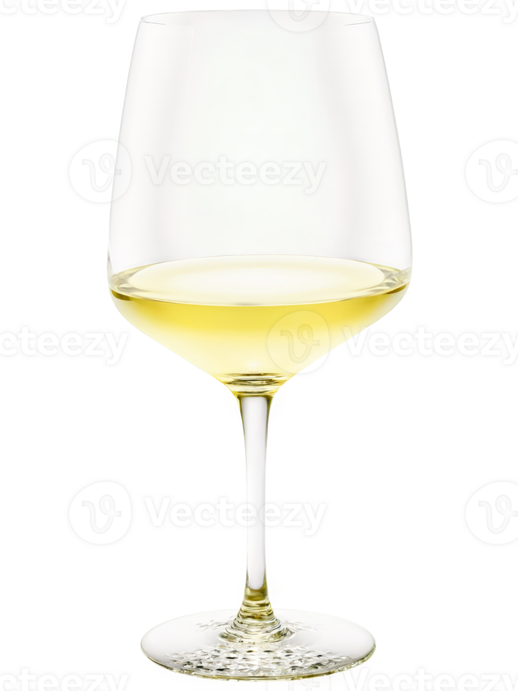 Luigi Bormioli Atelier Chardonnay glass, laser-cut rim, fine Italian crystal, buttery yellow wine, shimmering reflections, slightly angled perspective, bright front lighting, transparent png