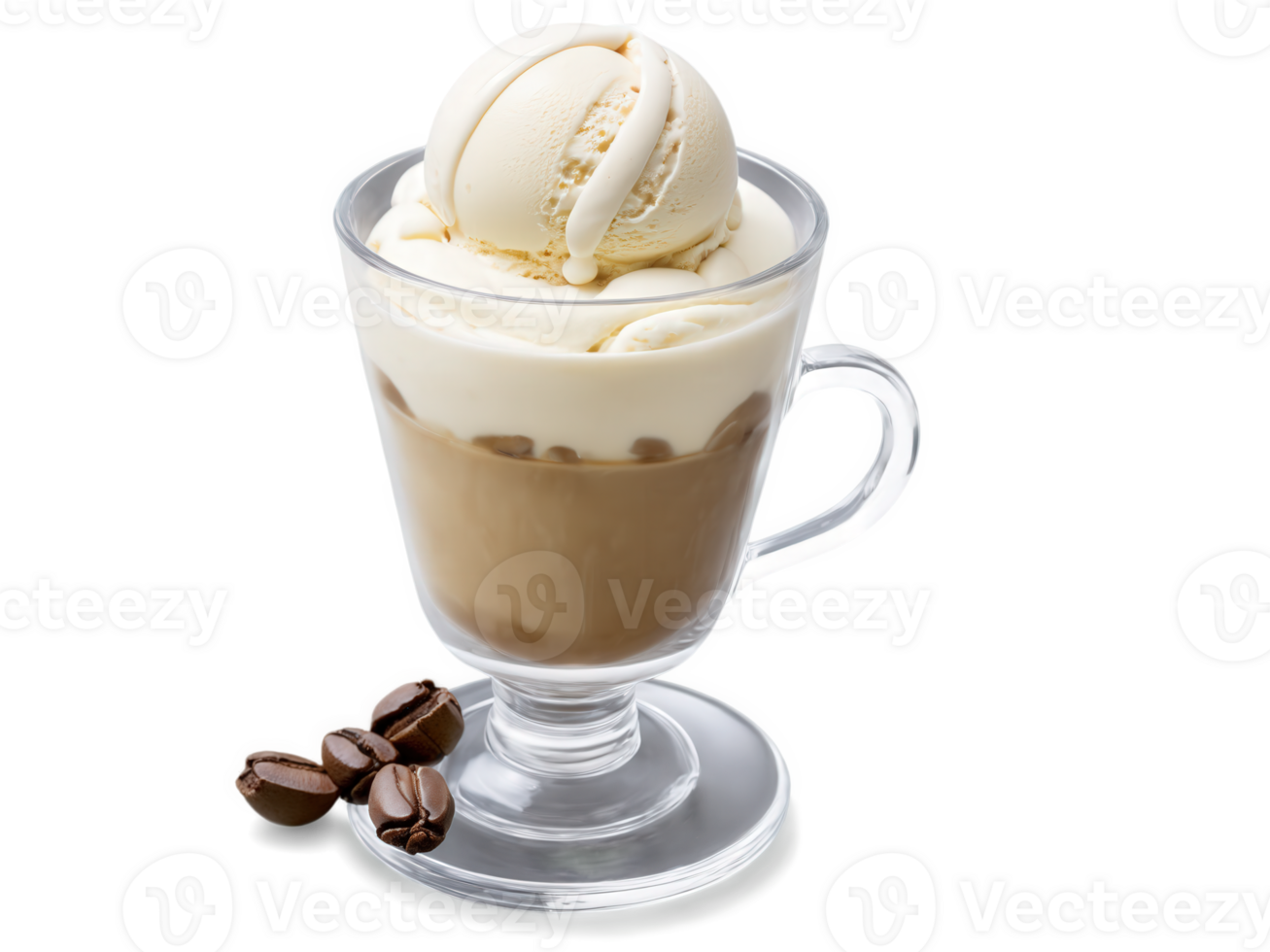 Affogato al Caffe A shot of espresso poured over a scoop of vanilla ice cream. png