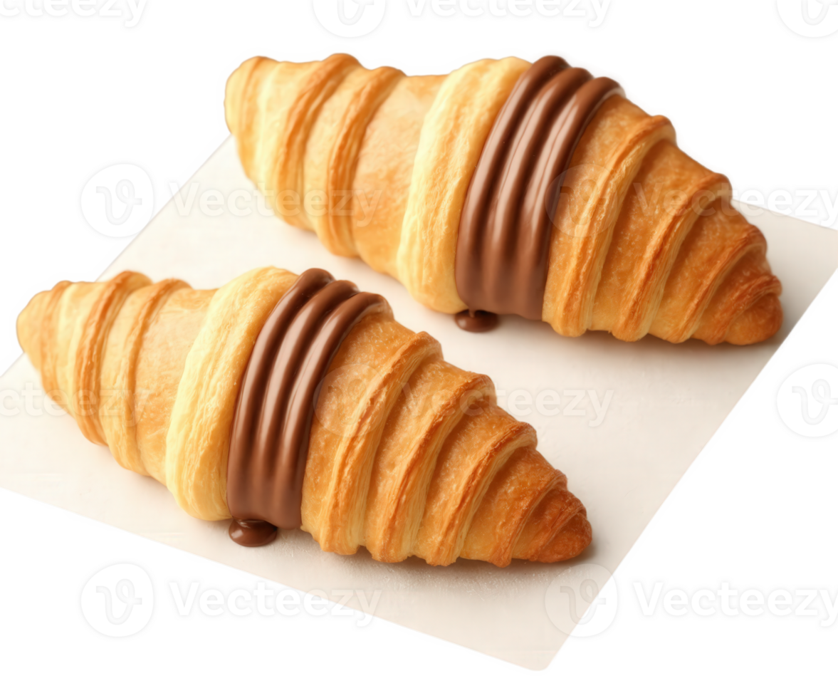 Mocha mousse-filled chocolate croissants, with a crispy, golden-brown exterior and a decadent mocha mousse filling inside. The croissants are topped png