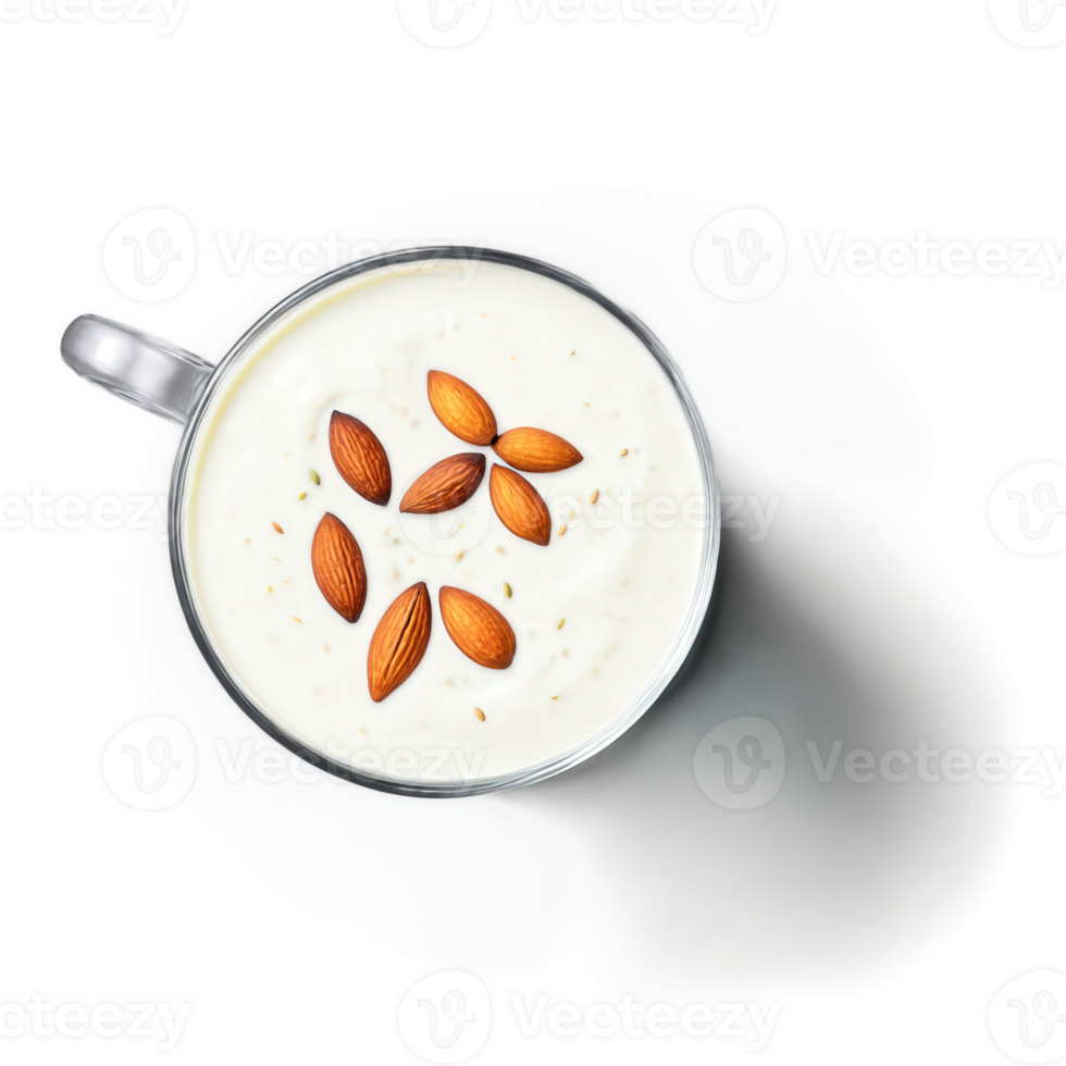 Malai Lassi - A thick and creamy yogurt-based drink flavored with cardamom and saffron, topped with a sprinkle of pistachios png