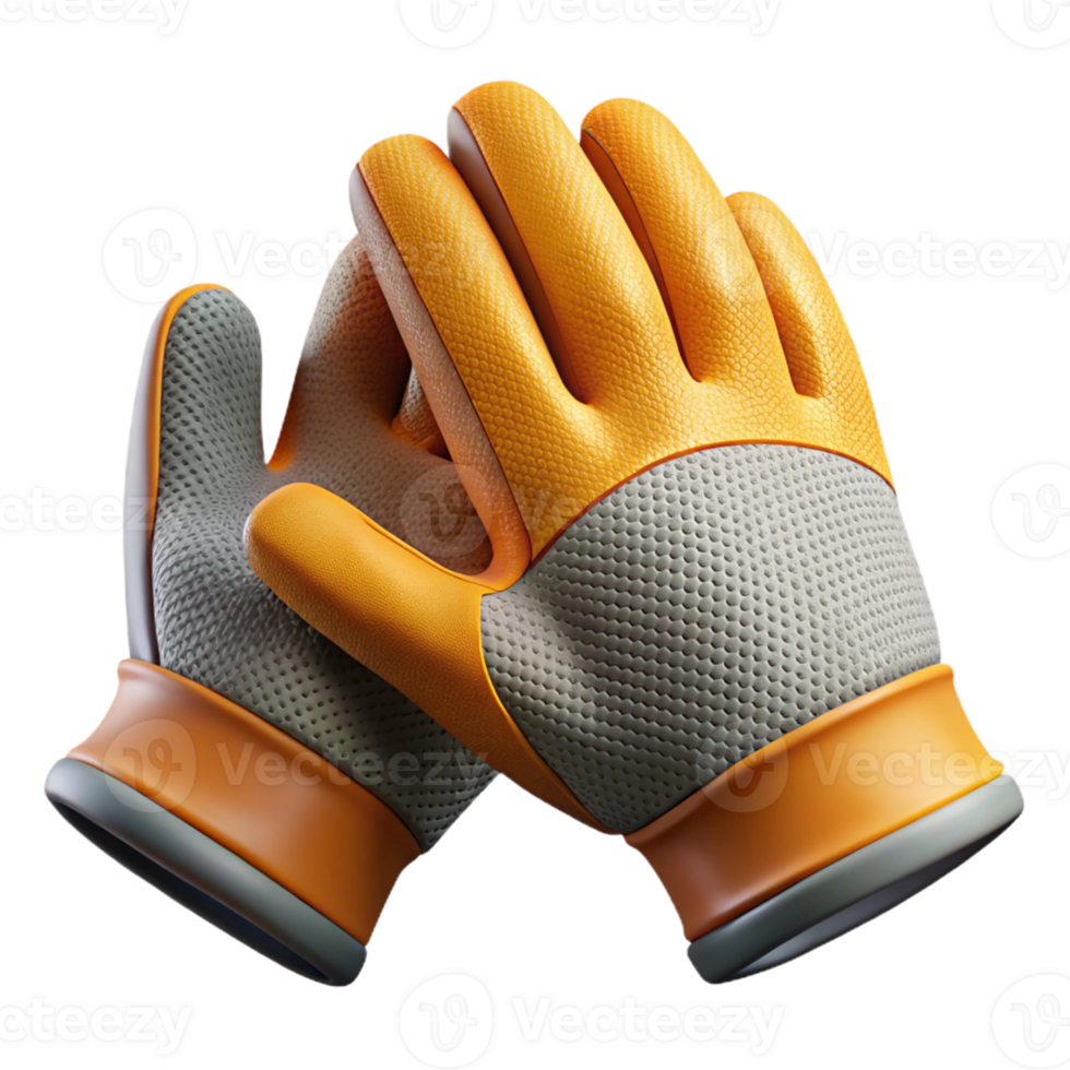 3D Render Orange Gray Work Gloves png