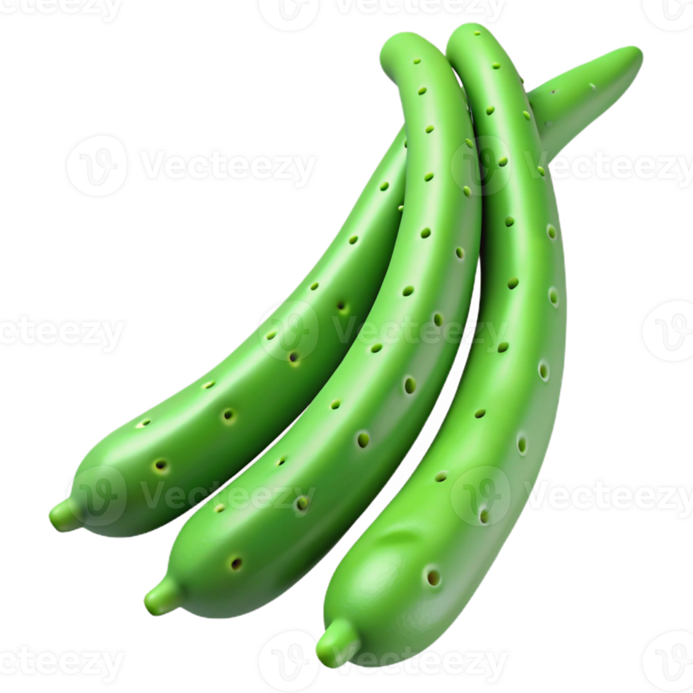 3D Render of Green Curved Vegetables png