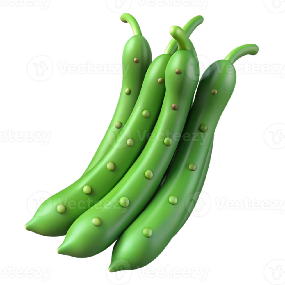 3D Render Green Pea Pods Illustration png