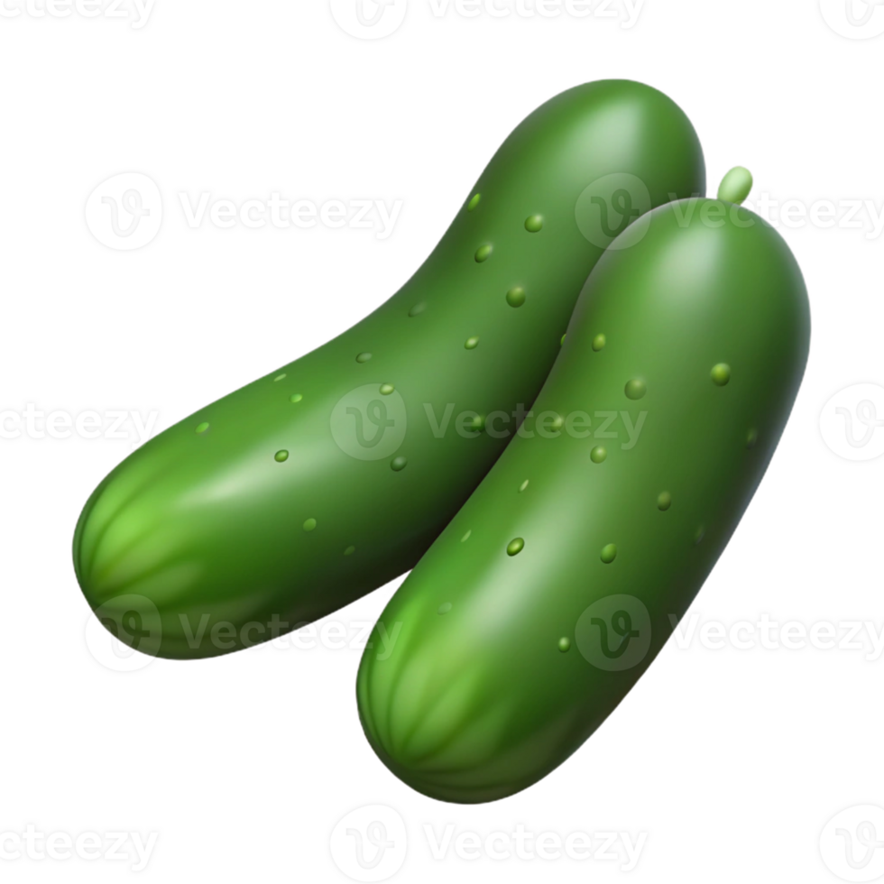 3D Render of Two Fresh Cucumbers png