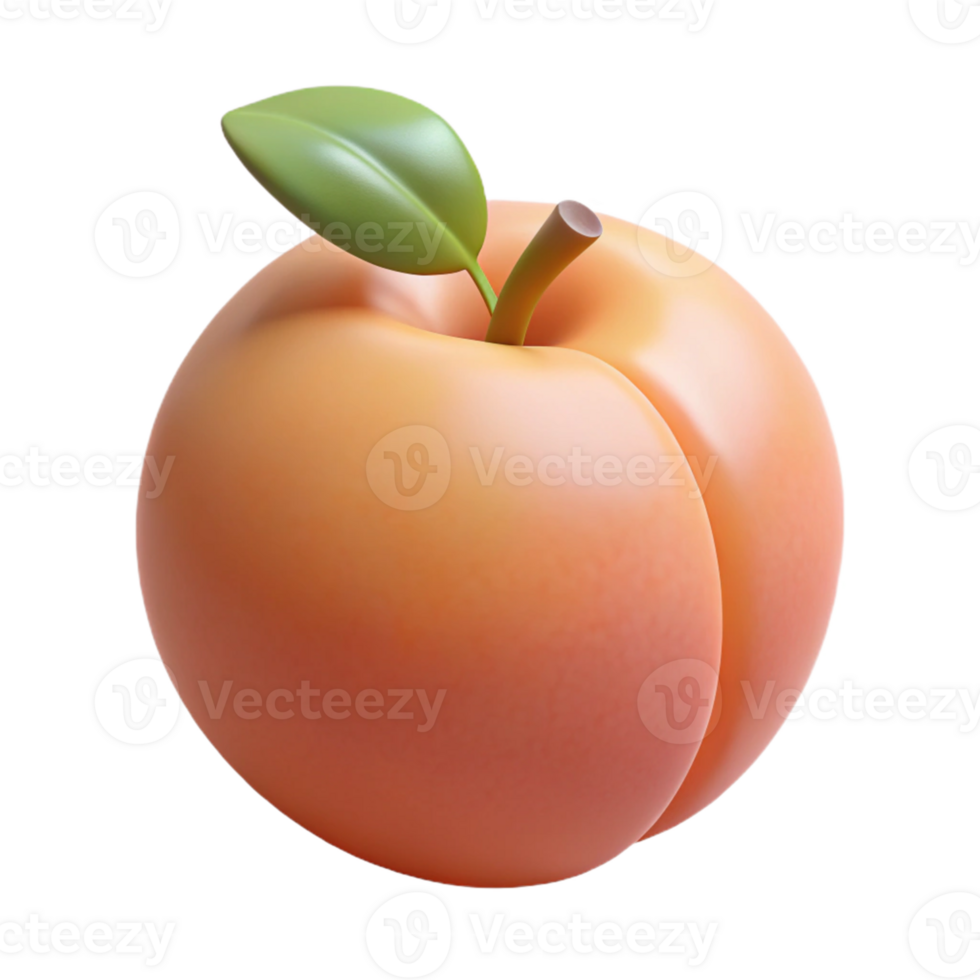 3D Peach Illustration Juicy Fruit Render png