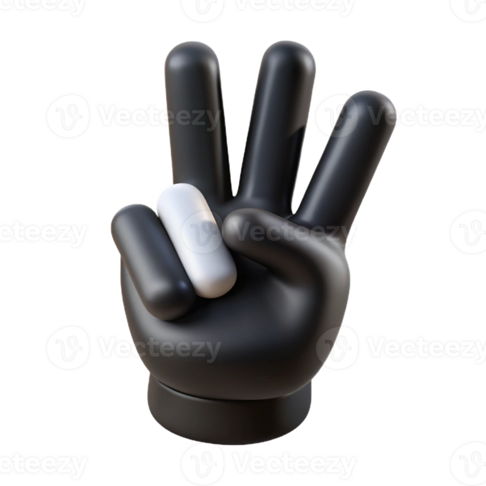 3D Render Black Hand Gesture Illustration png