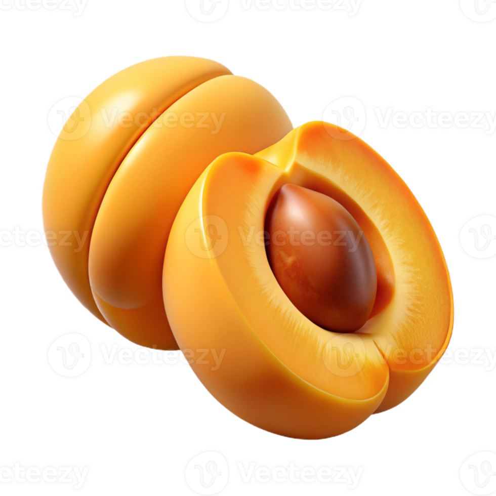 3D Render of Apricot Halves png