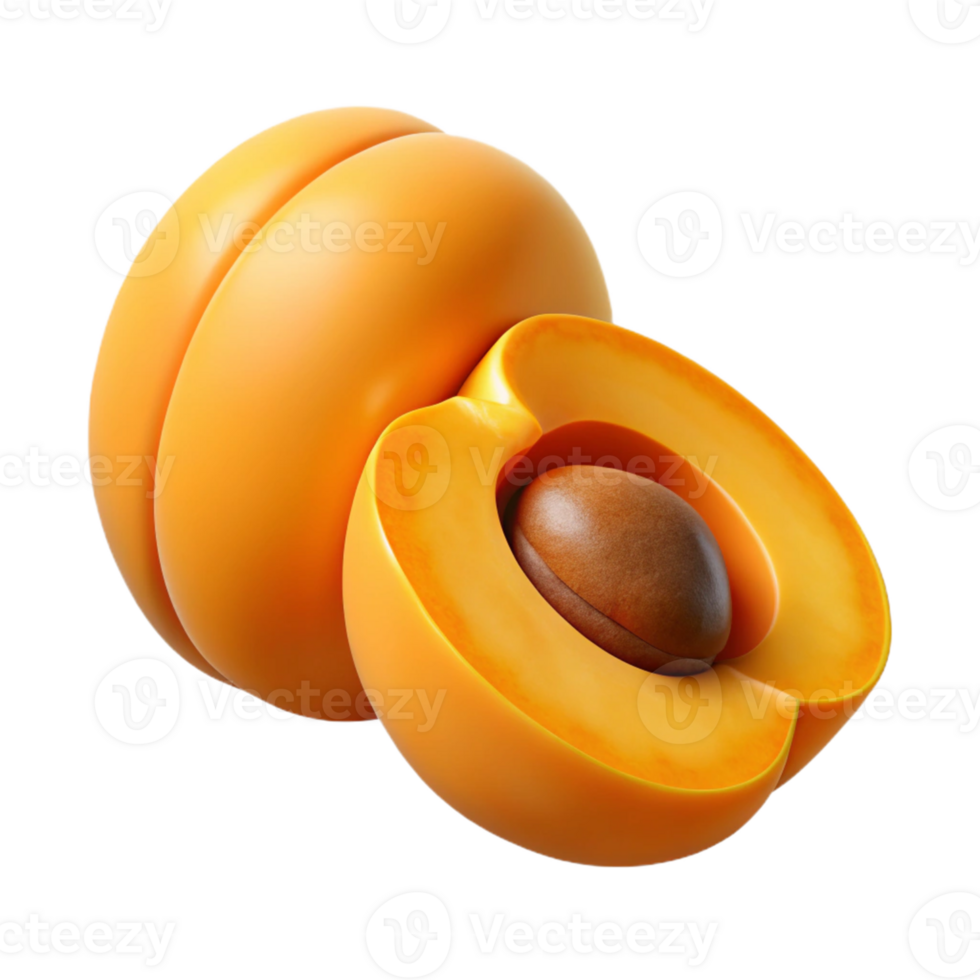 3D Render of Apricot Halves png