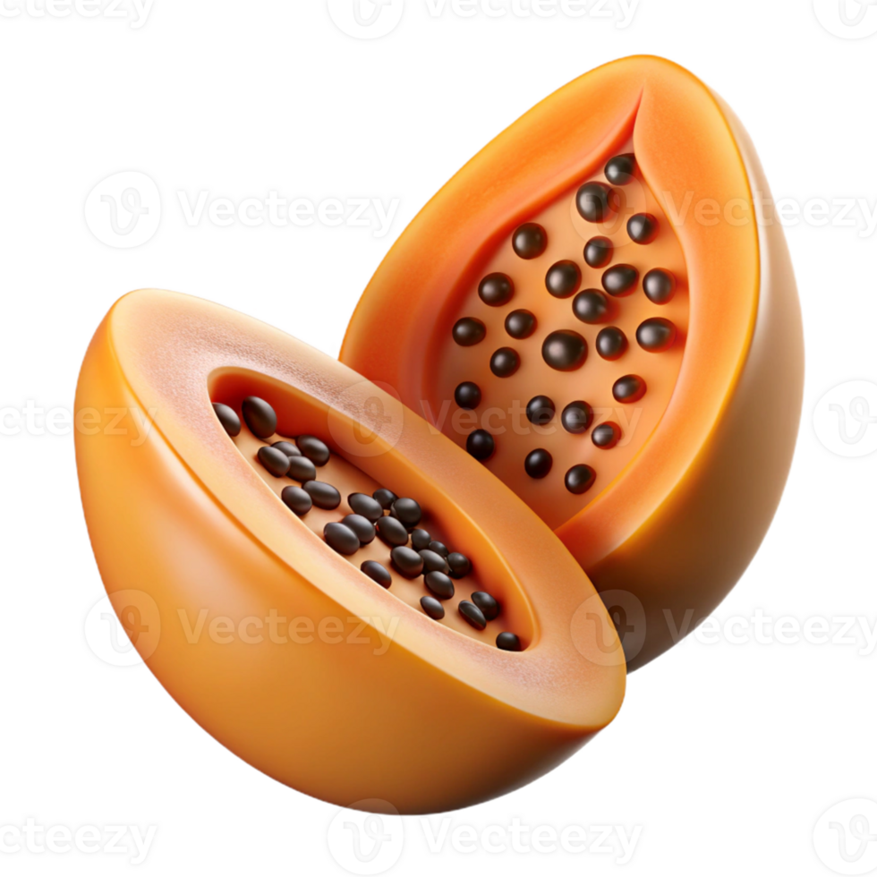 3D Render of a Papaya Halves png