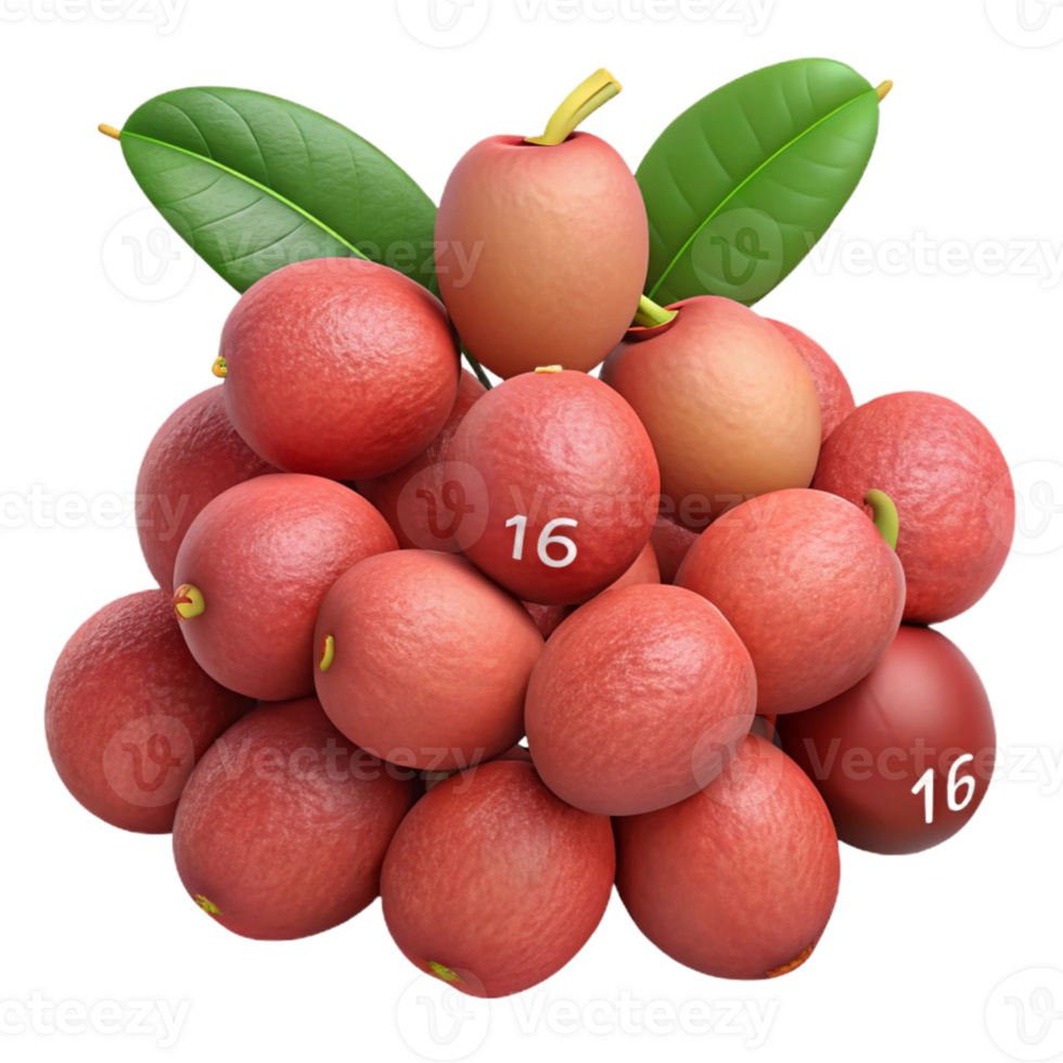 3D Render of Red Fruits Cluster png