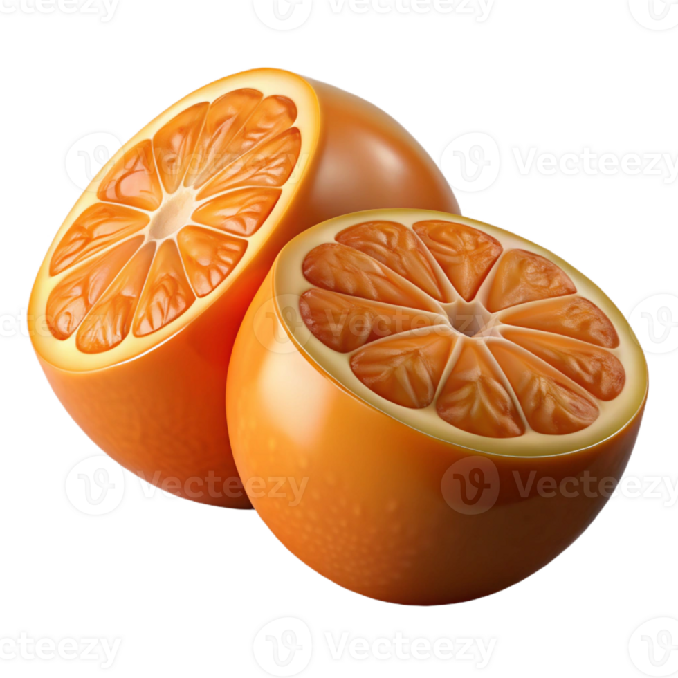 Juicy Orange Halves 3D Illustration png