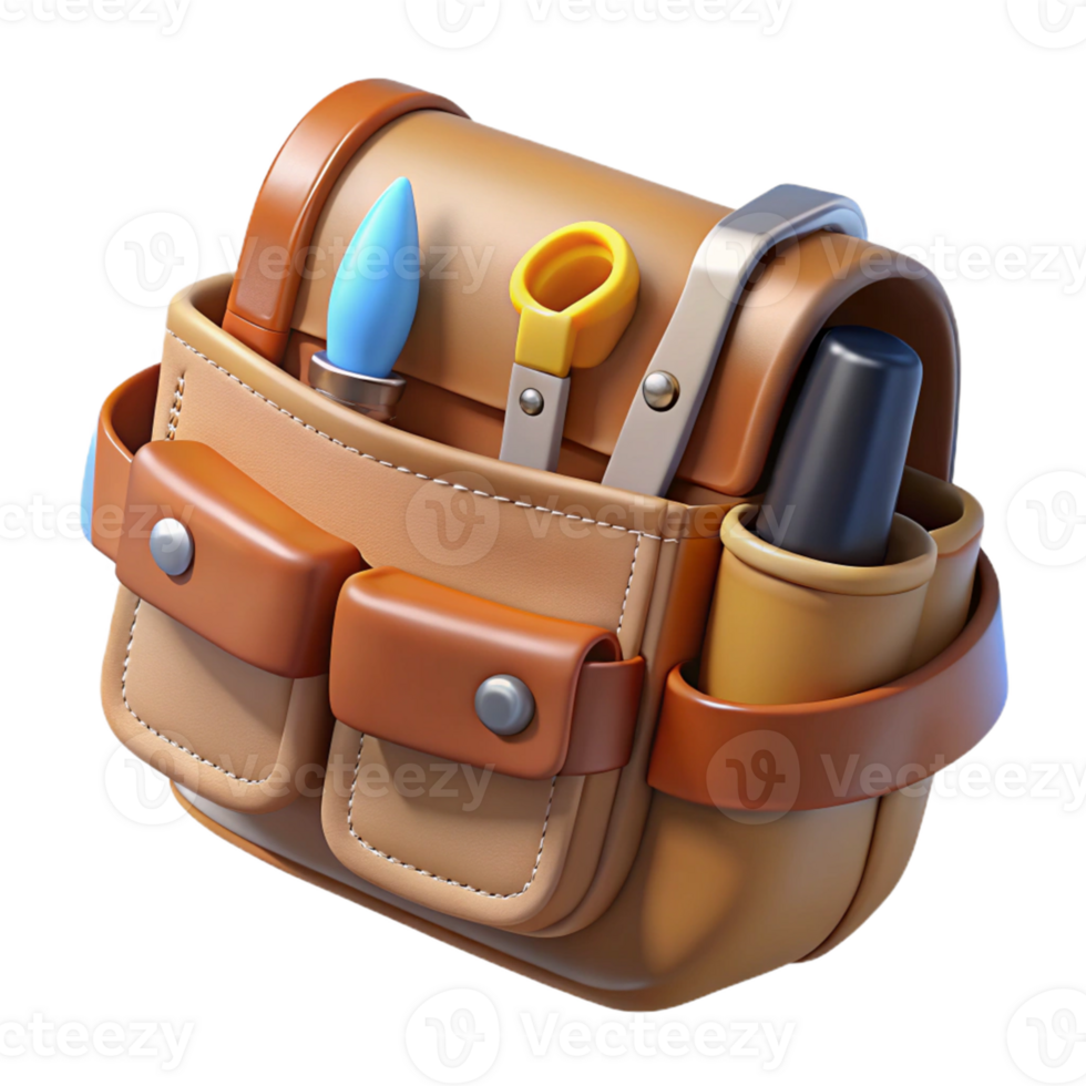 3D Render Cartoon Tool Bag Illustration png