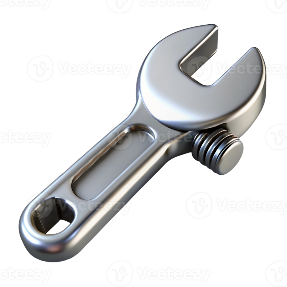3D Render of a Metallic Wrench png