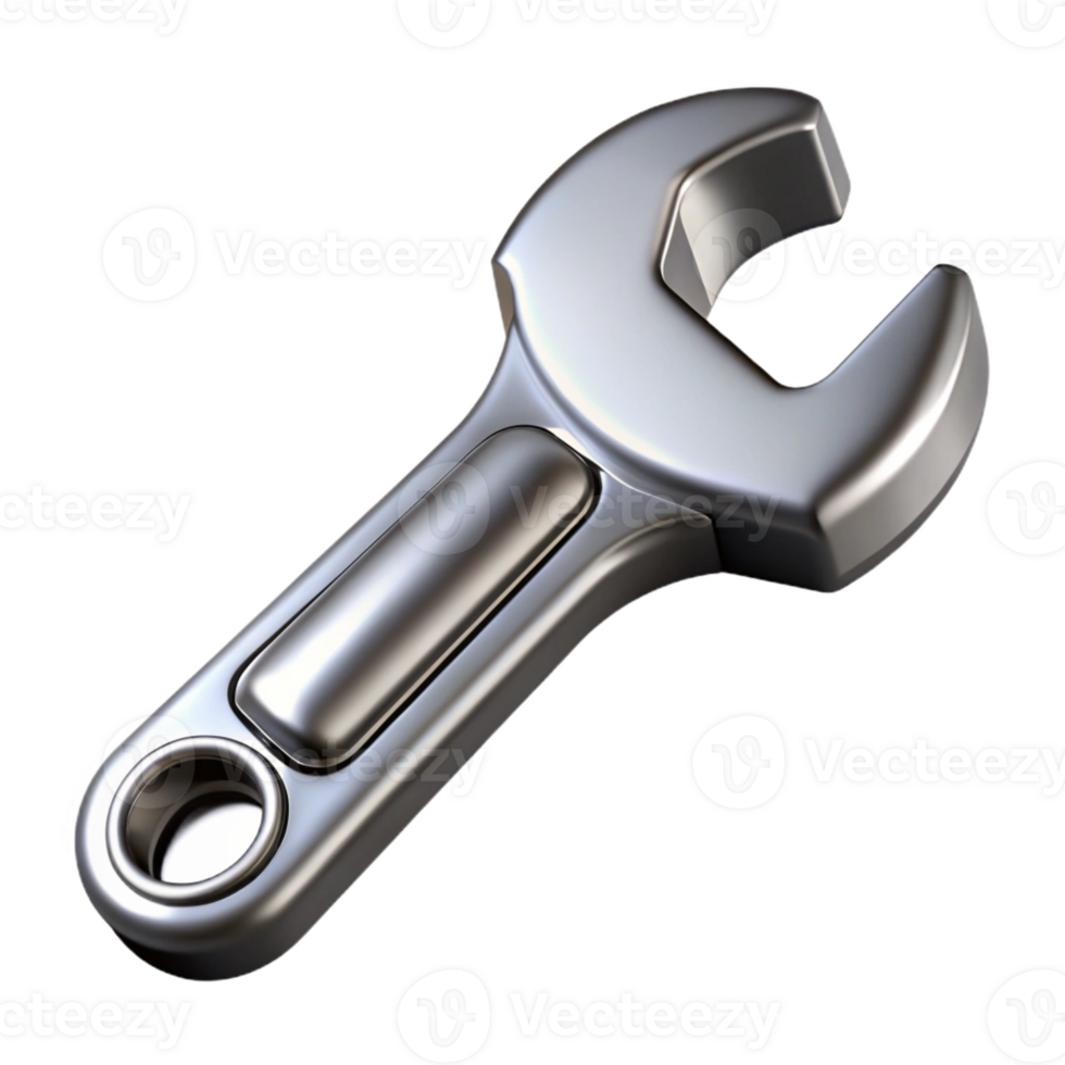 3D Render of Metallic Wrench png