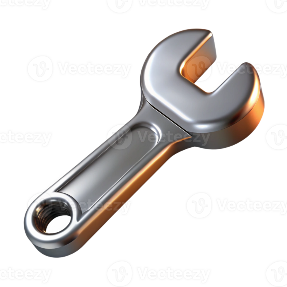 3D Render Metallic Wrench Illustration png