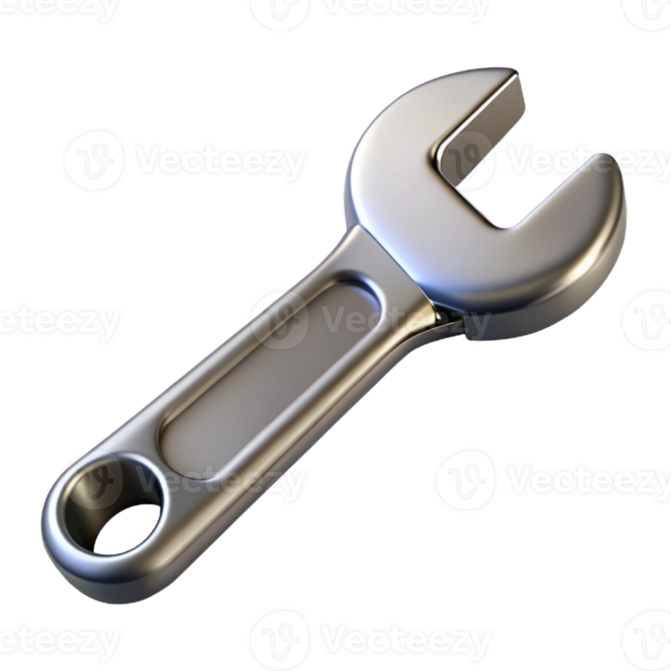 3D Render of a Metallic Wrench png