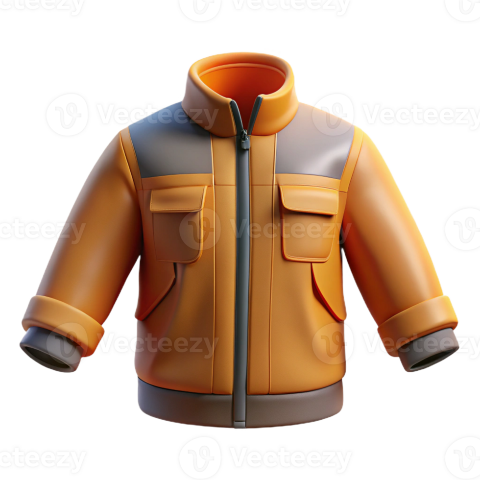 3D Render of Orange Work Jacket png