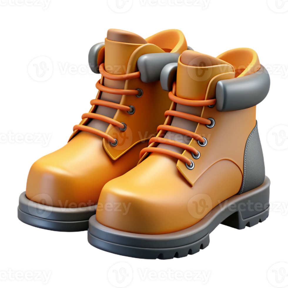 3D Render Orange Boots Illustration png
