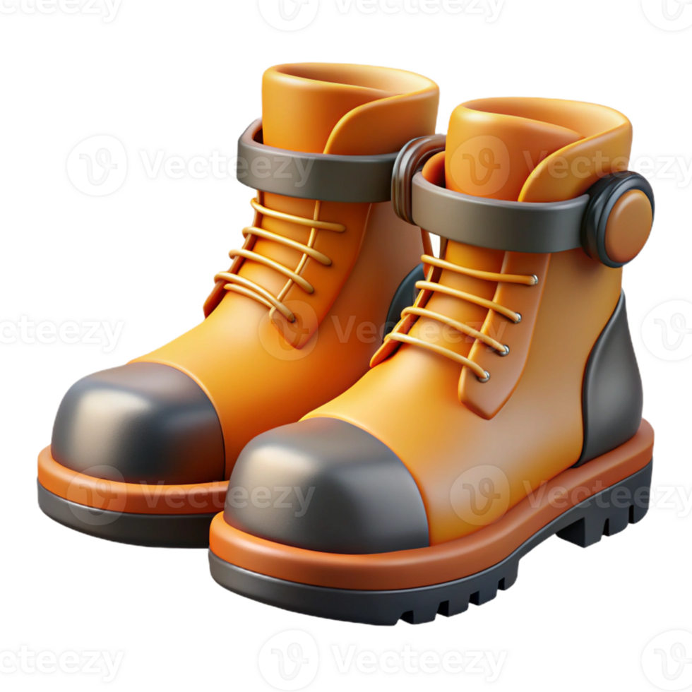 Orange Boots 3D Render png